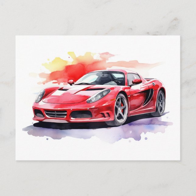 Car watercolor postcard (Front)