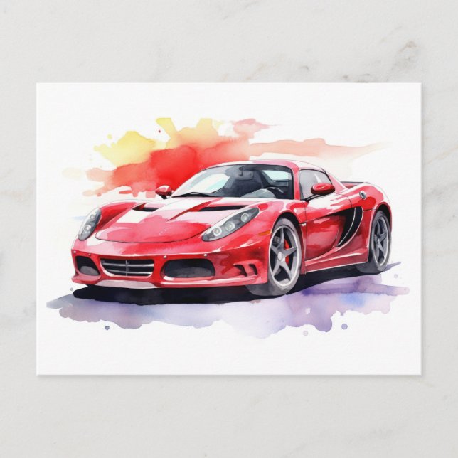 Car watercolor postcard (Front)
