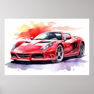 Car watercolor poster