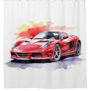 Car watercolor shower curtain