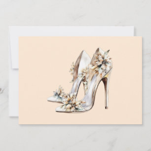 Car wedding Navy Floral Bridal Shower &Recipe All Invitation