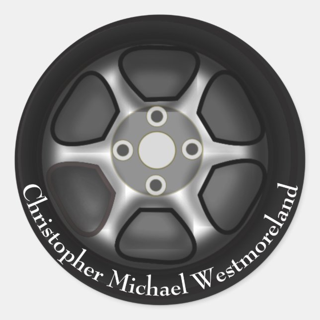 Car Wheel | Add Name Classic Round Sticker (Front)