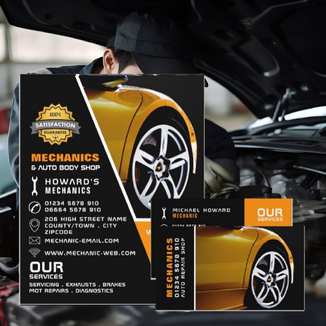 Car Wheel, Auto Mechanic & Repairs Business Card (Creator Uploaded)