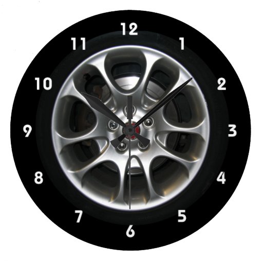 Image of Car Wheel hubcap clock with numbers