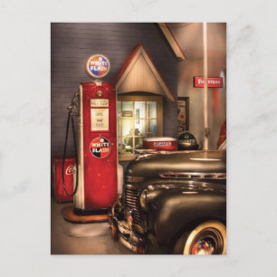 Car - White Flash Gasoline Postcard