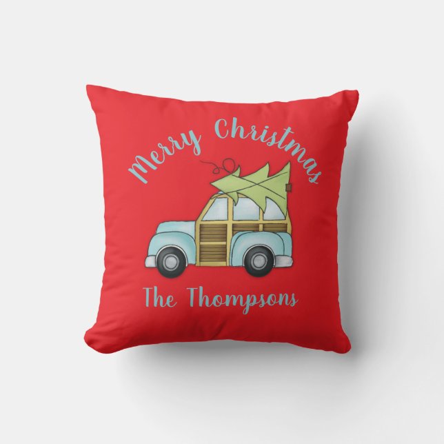 Car with Christmas Tree Cushion (Front)