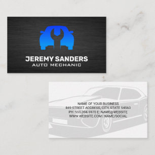 Car Wrench Logo   Black Texture Business Card