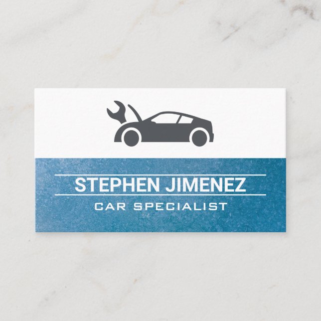 Car Wrench Logo | Mechanic Auto Repair Business Card (Front)