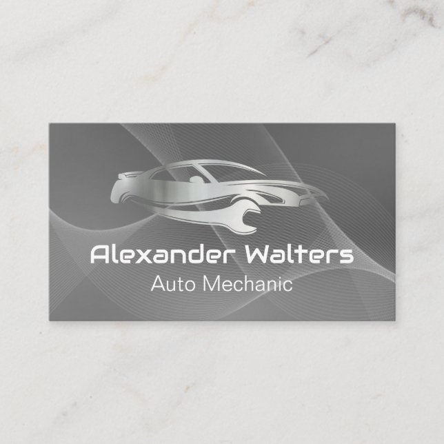 Car Wrench Logo | Mechanic Business Card (Front)