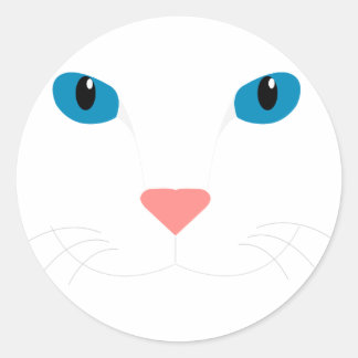 Cara Gato Blanco Classic Round Sticker