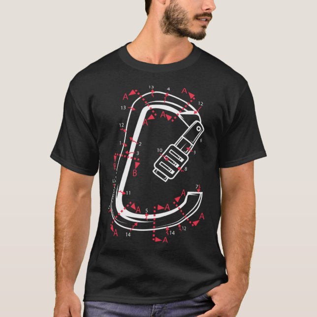 Carabiner Mountain Climber Or Climbing Expert T-Shirt (Front)