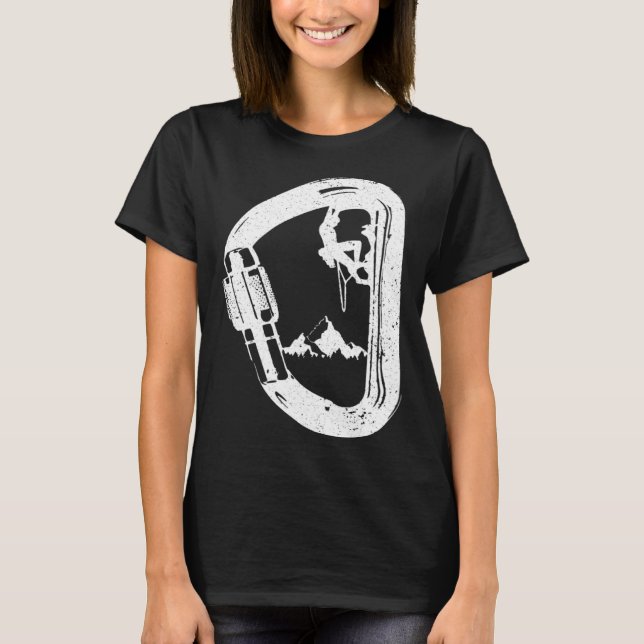 Carabiner with Mountaineer Mountains Climbing T-Shirt (Front)
