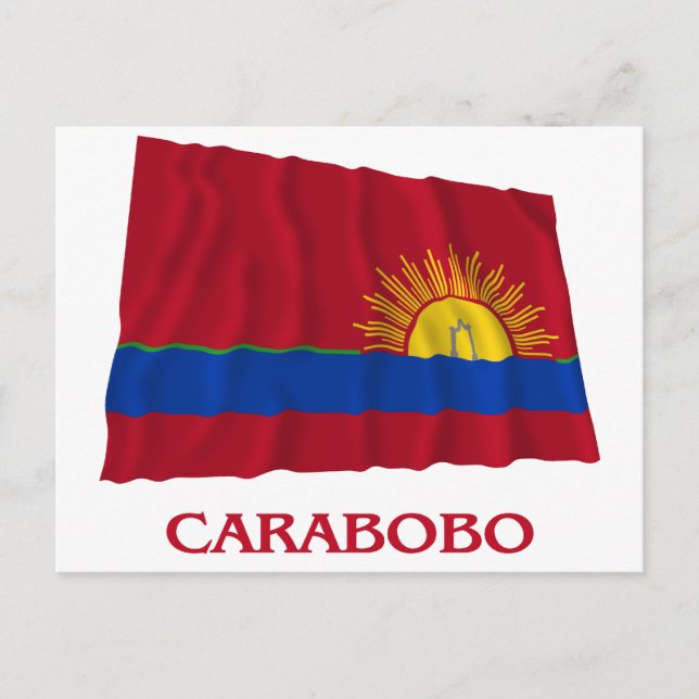 Carabobo Waving Flag with Name Postcard (Front)