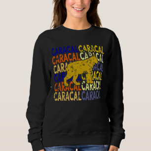 Caracal Cat Vintage Wild Cat Lynx Coated Animal Sweatshirt