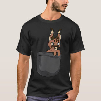 Caracal In Pocket Funny Animal T-Shirt