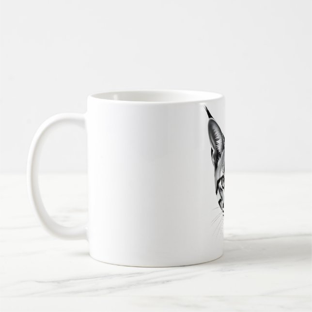 Caracal Majesty - Realistic Head Design Tee Coffee Mug (Left)