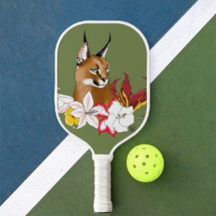 Caracal Wild Cat Floral Green Pickleball Paddle