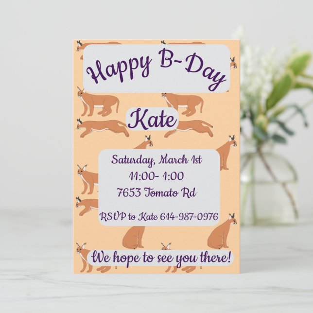 Caracals Happy Birthday Invitation (Standing Front)