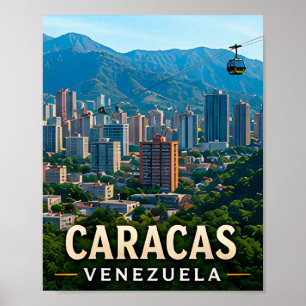 Caracas Mountain Skyline and Venezuelan Spirit Poster