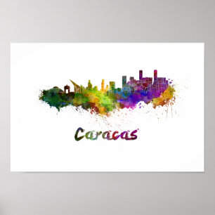 Caracas skyline in watercolor poster