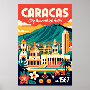 Caracas Venezuela Retro Vintage Travel Poster