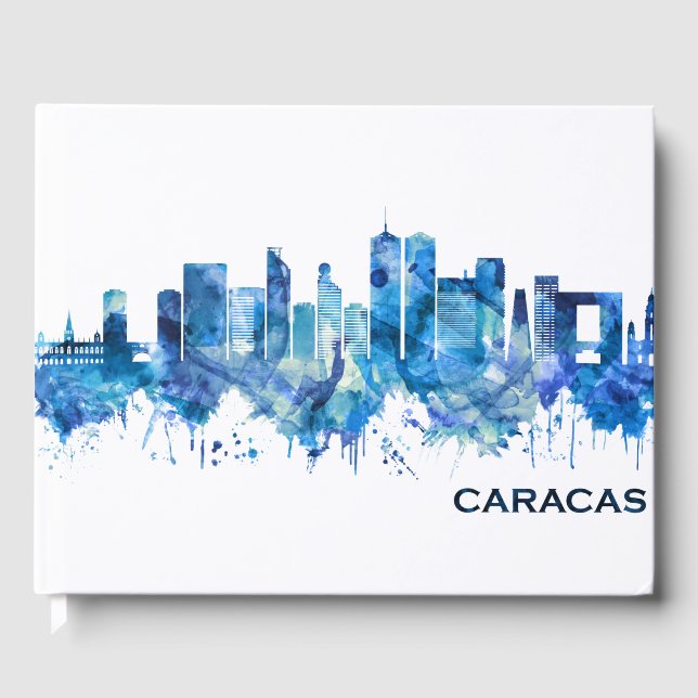 Caracas Venezuela Skyline Blue Guest Book (Front)