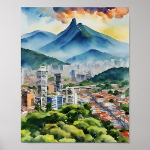 Caracas Venezuela Watercolor Poster