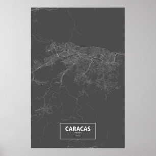 Caracas, Venezuela (white on black) Poster