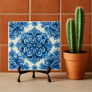 Caracol Azul Talavera Mexican Ceramic  Tile