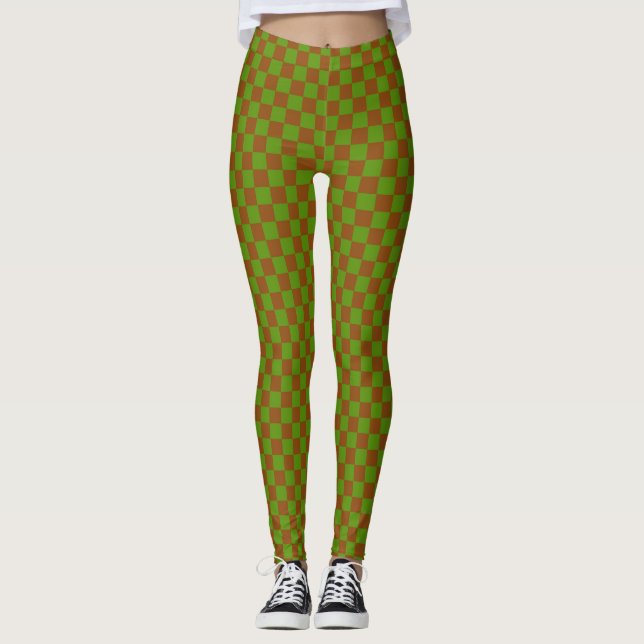 Caramel apple checkered board pattern leggings (Front)