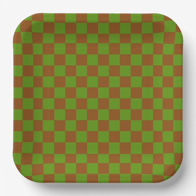 Caramel apple checkered board pattern paper plate (Front)