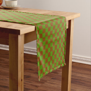 Caramel apple checkered board pattern short table runner