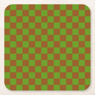 Caramel apple checkered board pattern square paper coaster