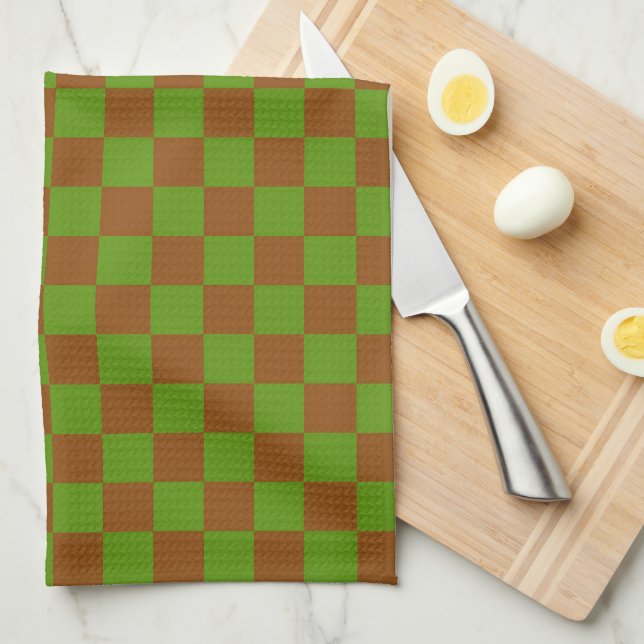 Caramel apple checkered board pattern tea towel (Quarter Fold)