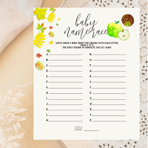 Caramel Apple Green Baby Shower Name Race Game