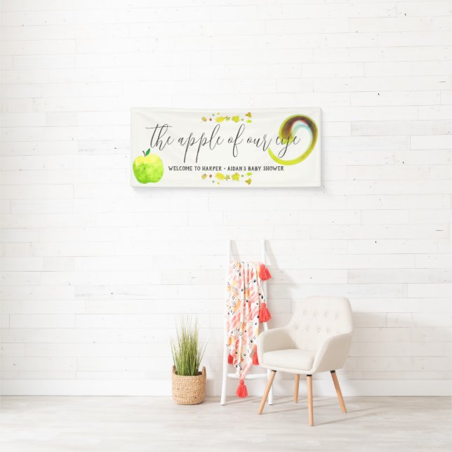Caramel Apple Green Baby Shower Welcome Banner (Insitu)