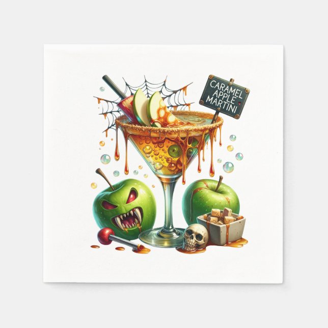 Caramel Apple Martini Halloween Paper  Napkin (Front)
