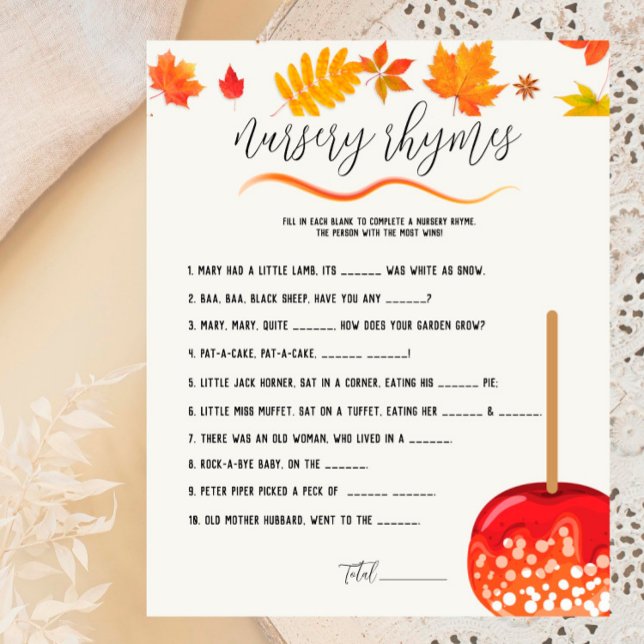 Caramel Apple Red Baby Shower Nursery Rhymes Game (Creator Uploaded)