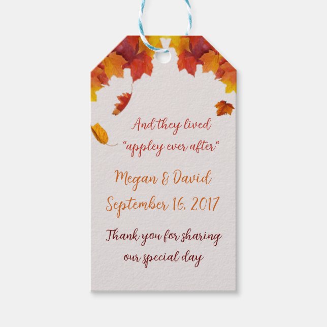 Caramel Apple Wedding Favour Gift Tags (Front)