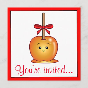 Caramel Apple with a Bow Birthday Party Invitation