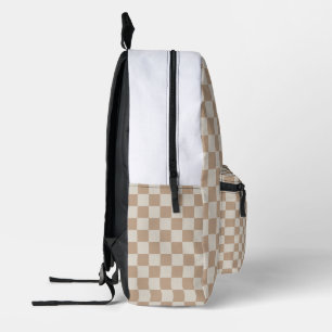 Caramel Brown Chequered Brown Caramel Pattern Printed Backpack