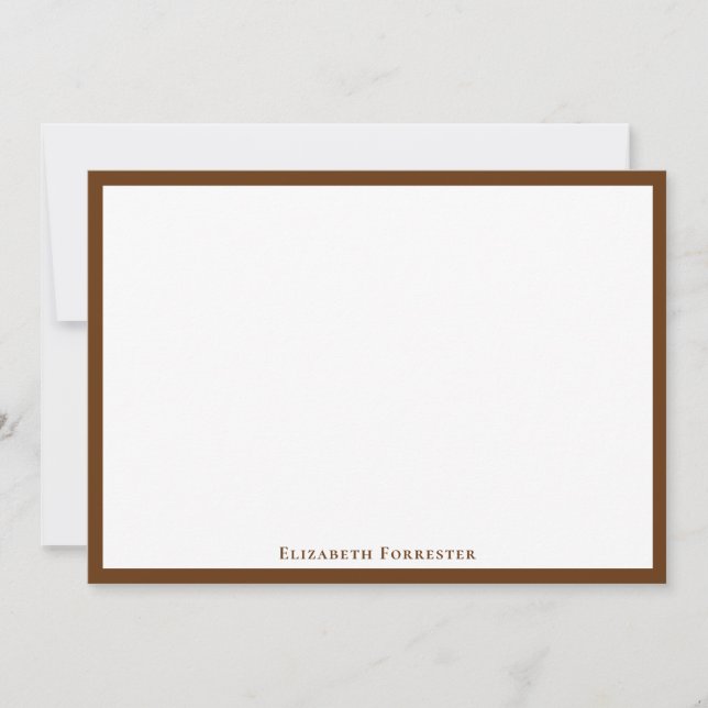 Caramel Brown Simple Minimalist Border Note Card (Front)