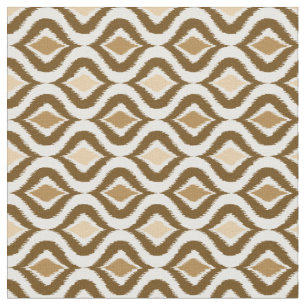Caramel Coffee Brown Retro Chic Ikat Drops Pattern Fabric
