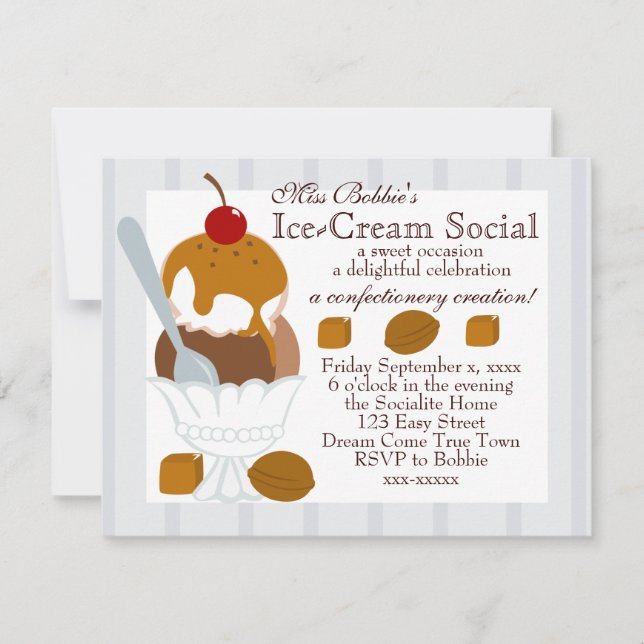 Caramel Covered Ice-Cream Invitation (Front)