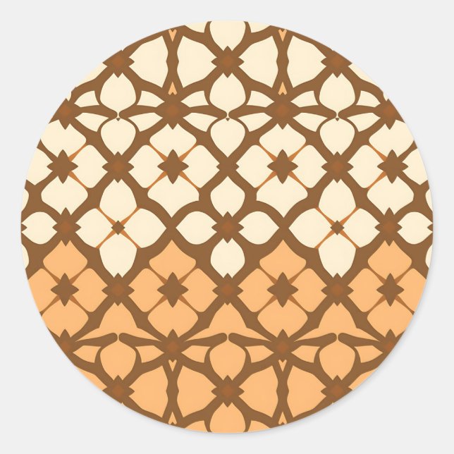 Caramel Cream Moroccan Lattice Pattern Classic Round Sticker (Front)