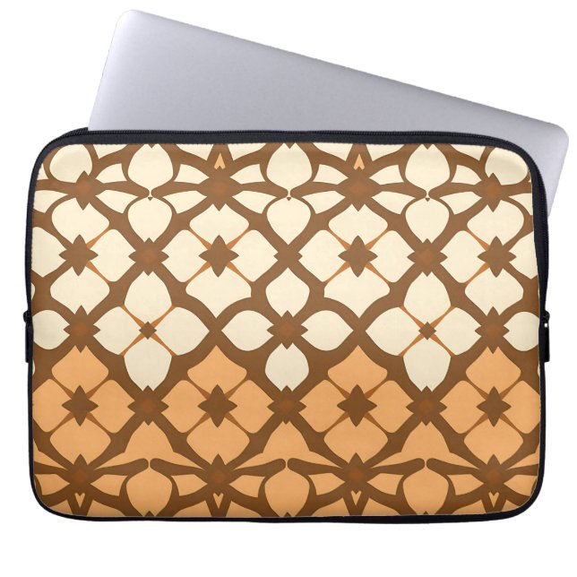 Caramel Cream Moroccan Lattice Pattern Laptop Sleeve (Front)