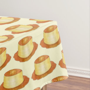 Caramel Custard Flan Spanish Food Dessert Tablecloth