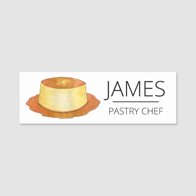 Caramel Custard Flan Spanish Food Restaurant Name Tag (Front)