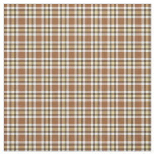 Caramel Dark Brown Yellow Tartan Squares Pattern Fabric