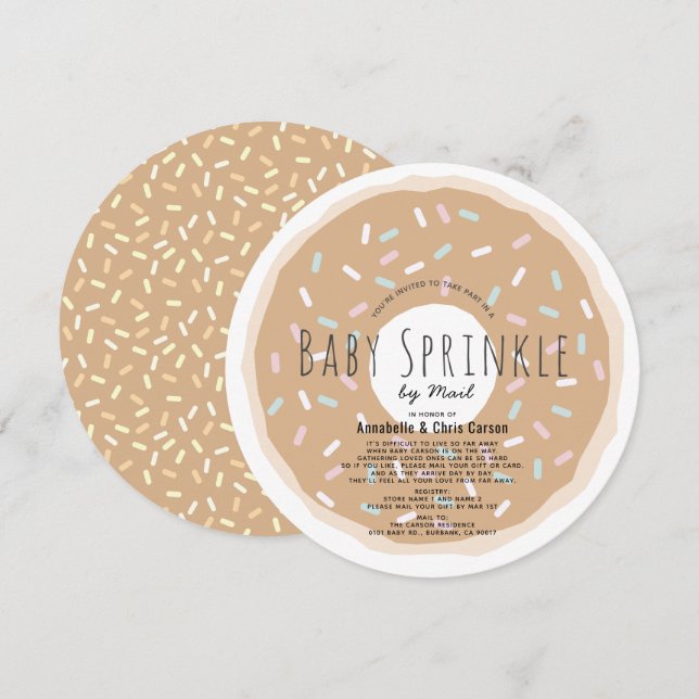 Caramel Doughnut Baby Sprinkle Shower by Mail Circ Invitation (Front/Back)